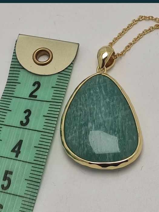 Naszyjnik pozłacany z naturalnym kamieniem amazonitem