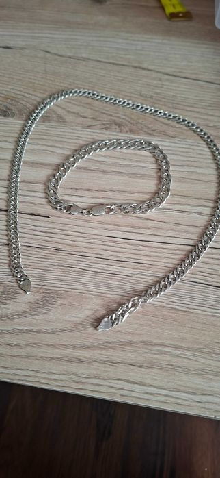 Łańcuszek i bransoletka srebro 925 34g
