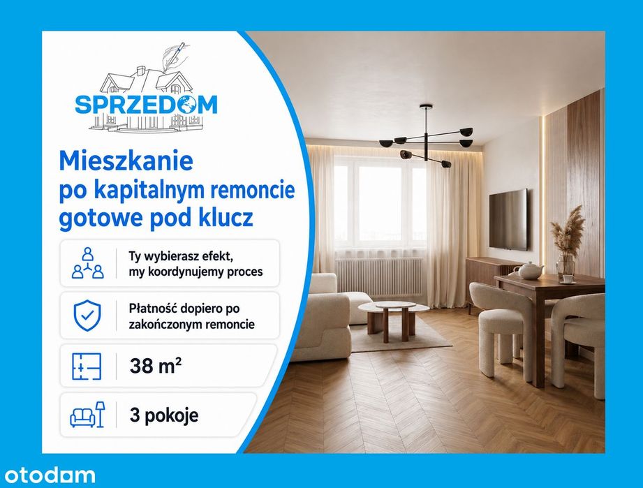 Mieszkanie 38m²✮3 pokoje✮REMONT POD KLIENTA✮Piwnica✮2piętro✮Blisko PKP