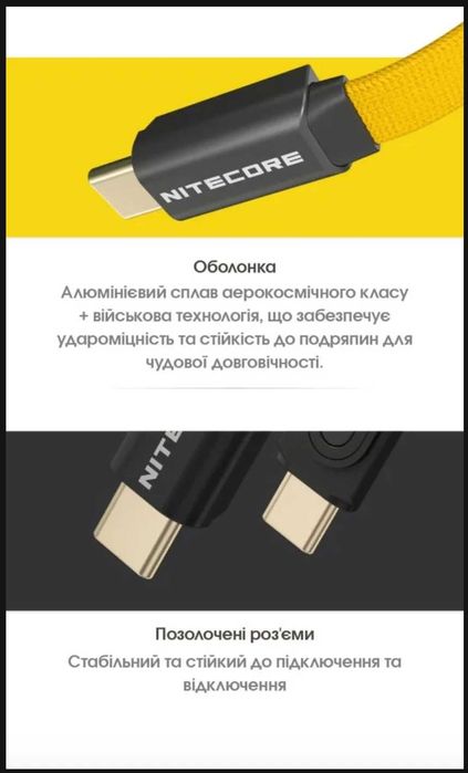 Nitecore NLink10 Кабель з Магнітним Кріпленням, Швидка Зарядка USB-C