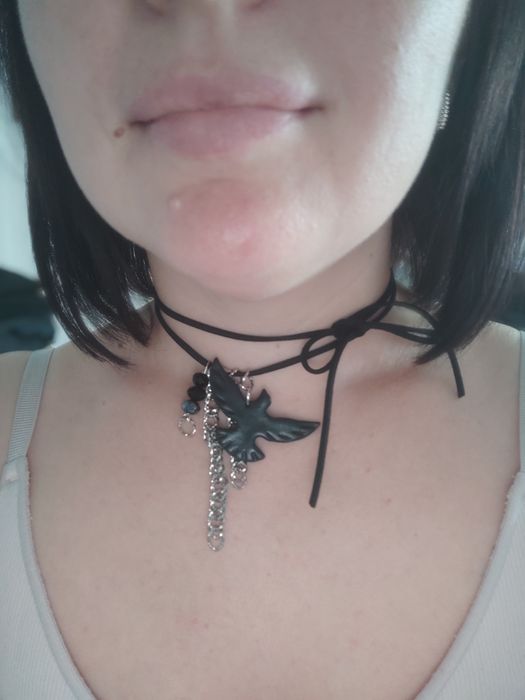 Чокер підвіска пташка жовто-блакитна, прикраси на шию