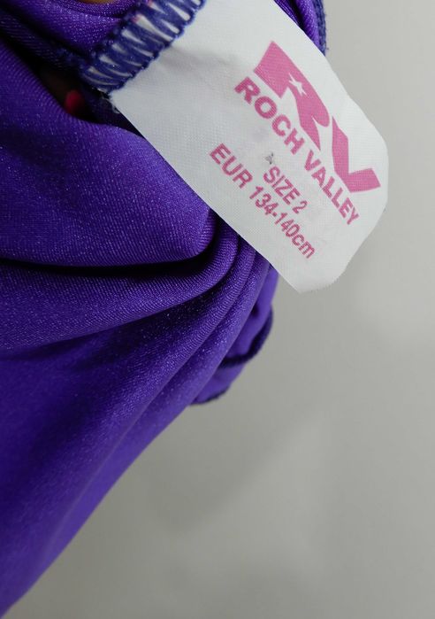 Strój do gimnastyki akrobatyki body gimnastyczne fioletowe 134 140