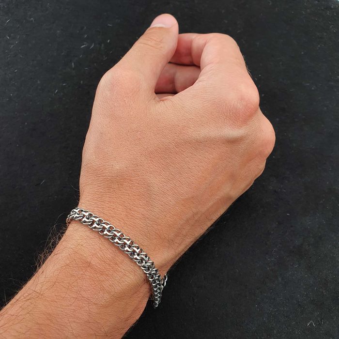 Срібний чоловічий браслет український Бісмарк цепочка на руку 925