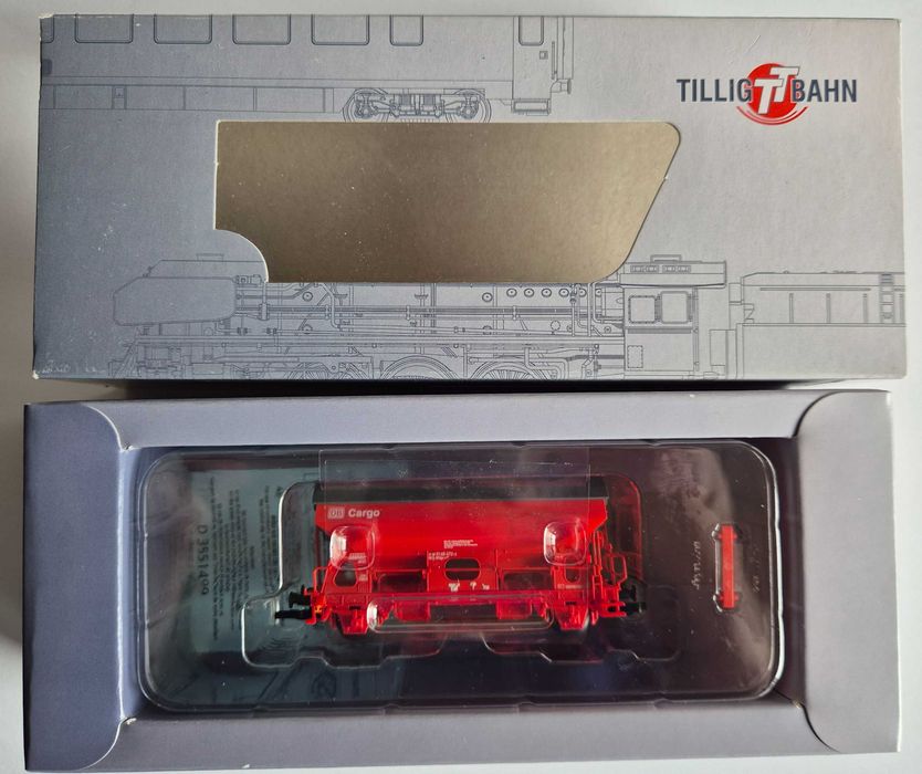 Model wagonu Tdgs-v 930, DB Cargo. Tillig 17560, skala 1/120 (TT).