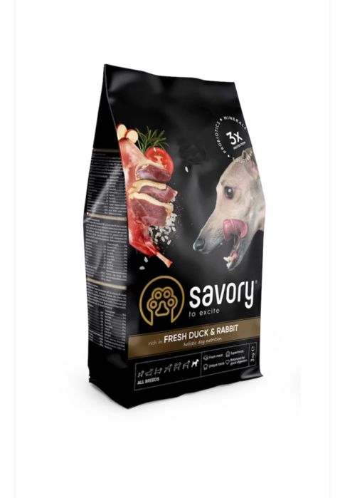 Savory Adult All Breeds Duck Rabbit качка кролик для всіх порід 12 кг
