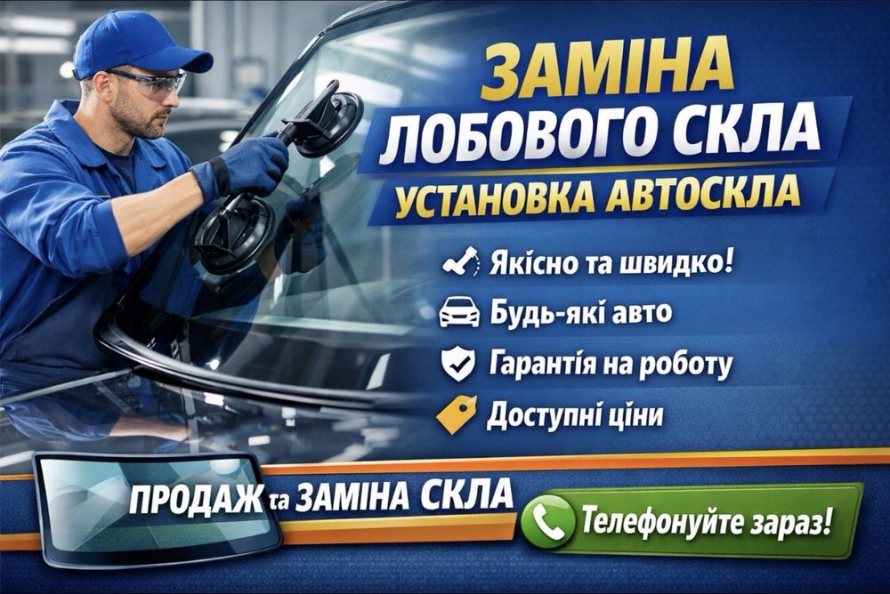 Продаж та заміна лобового скло на всі марки авто.
