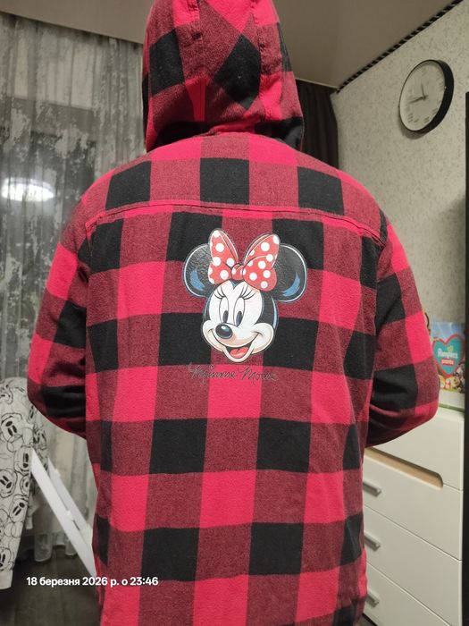 Сорочка-худі в клітинку з Minnie Mouse