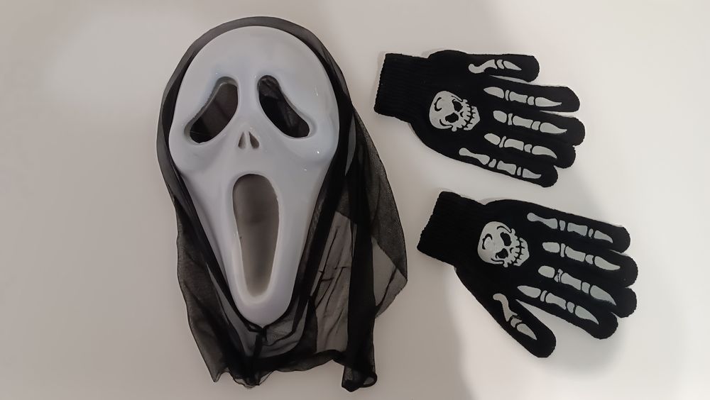 Nowy zestaw maska i rękawiczki halloween bal karnawał przebranie