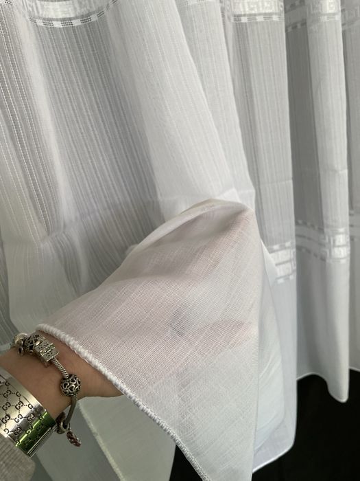 Тюль белая с полосками «версаче», белая гардина на метраж