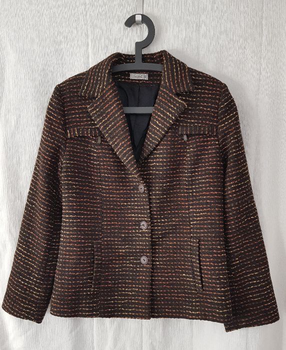 Żakiet Lara Fabio rozm. 40 w odcieniach brazu, pomarańczu i żółtego