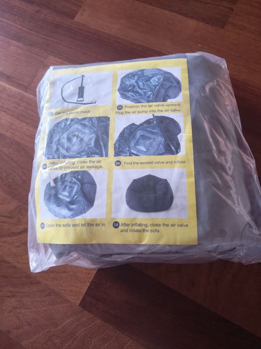 Sofá inflável NOVO com bomba de enchimento (cinzento)