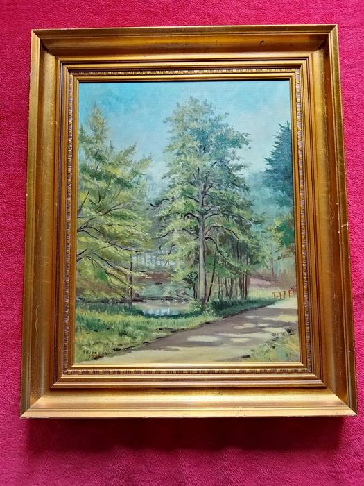 Stary obraz na płótnie sygnowany 1970 rok  .