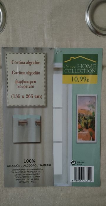 Uma Cortina bege 100% algodão