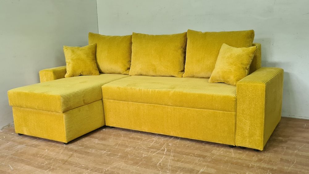 Nowy Narożnik sprężyny automat sztruks welur plusz kanapa sofa rogówka