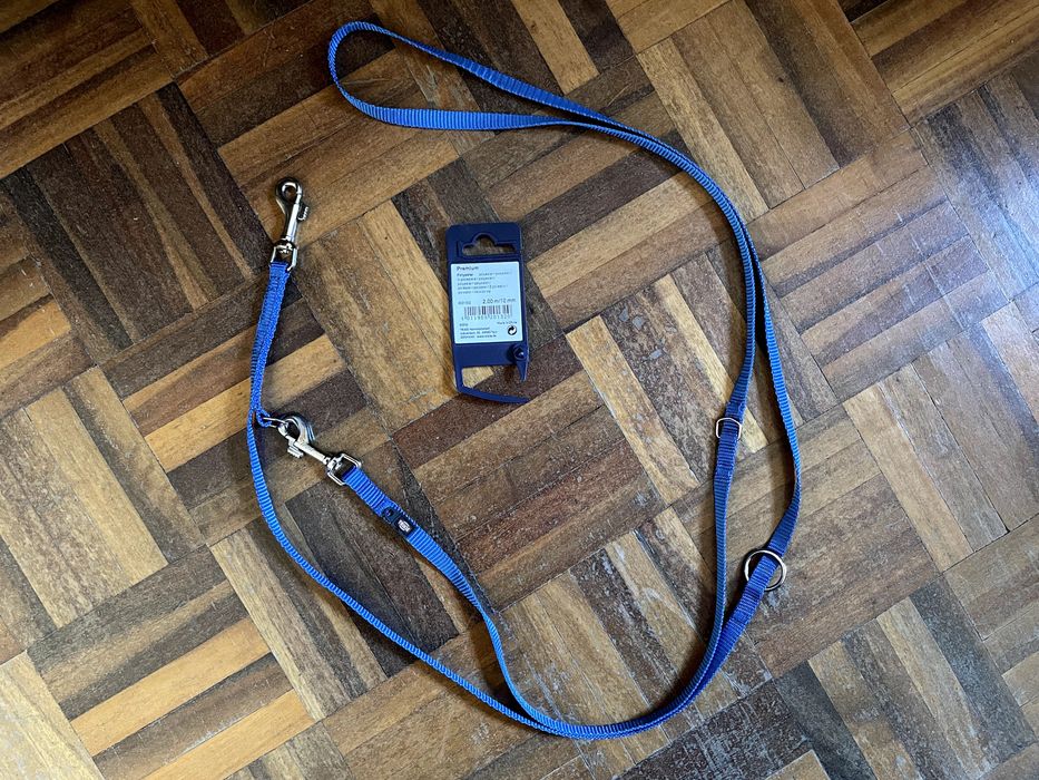 Trela Trixie  Ajustável "Premium" Azul XS + porta-sacos para cocós