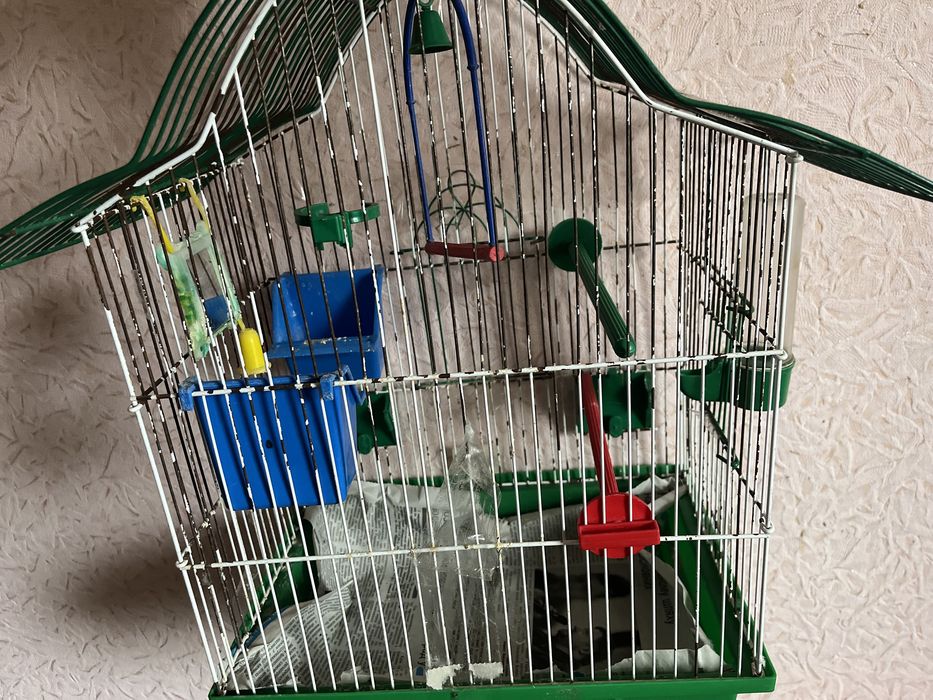 Клітка з аксесуарами для хвилястих папуг, та інших декоративних птахів