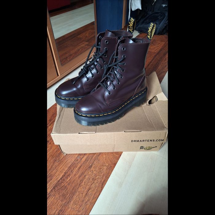 Bordowe Buty glany Jadon dr Martens