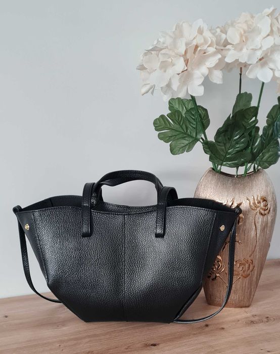 Torebka shopper Vera Pelle skóra czarna