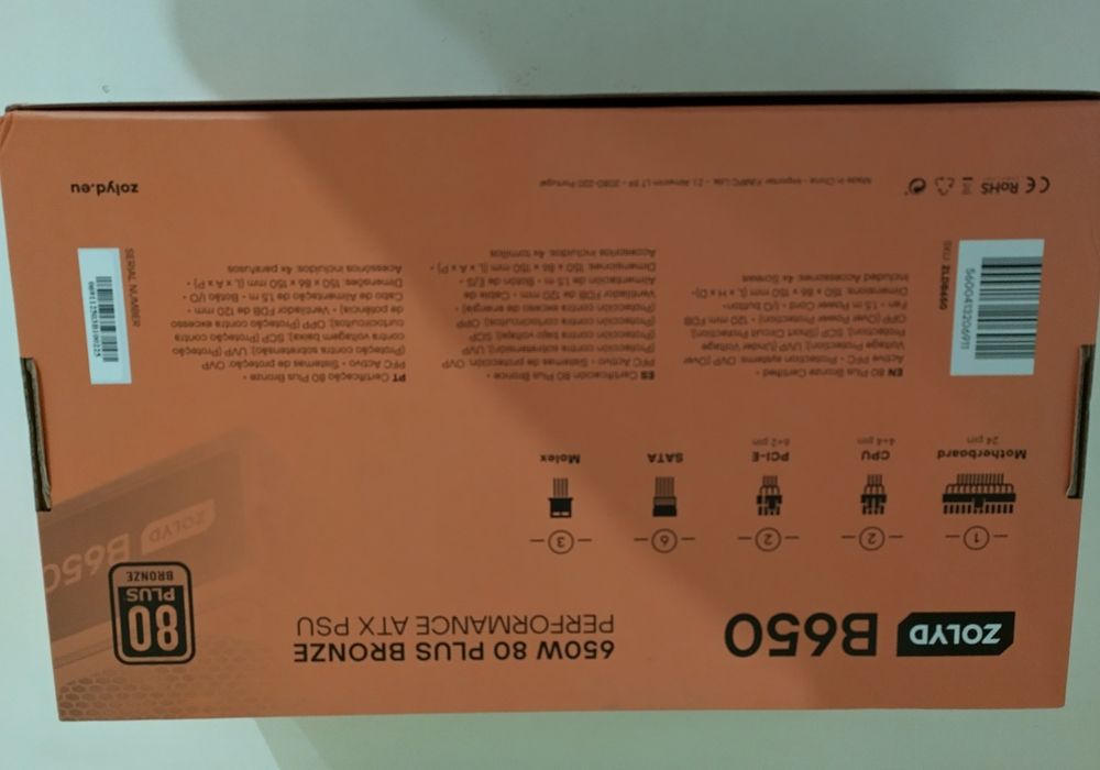 Fonte de Alimentação ZOLYD B650 80+ BRONZE - 650W - Impecável!