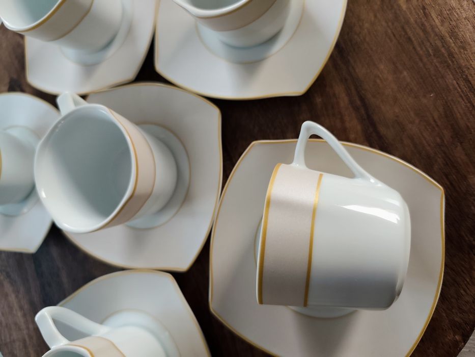 Zestaw ceramiczny do espresso filiżanki spodki talerze po 6 sztuk