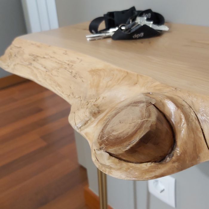 Consola de hall madeira natural 80 x 30 x 70 cm