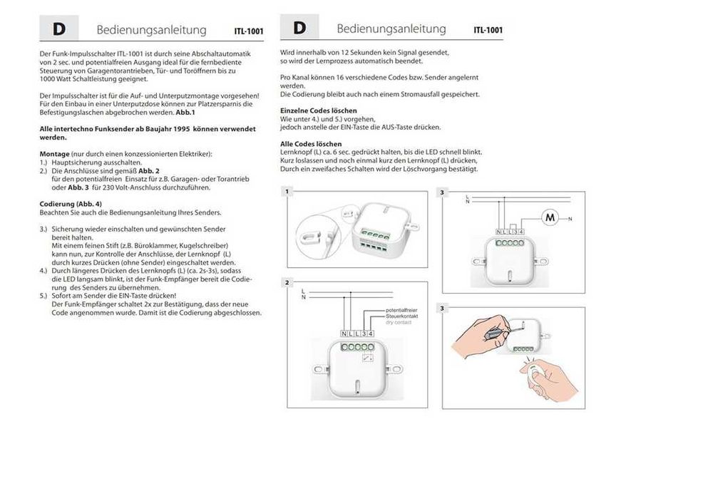 Intertechno Radiowy przełącznik impulsowy ITL-1001