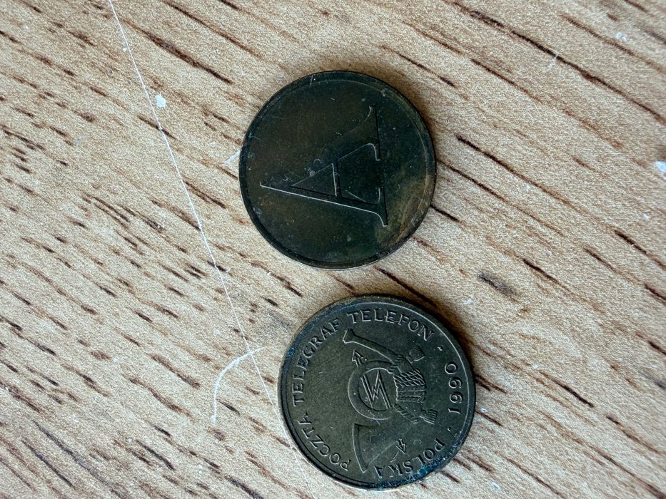 Żeton A na telefon z lat 90 tych