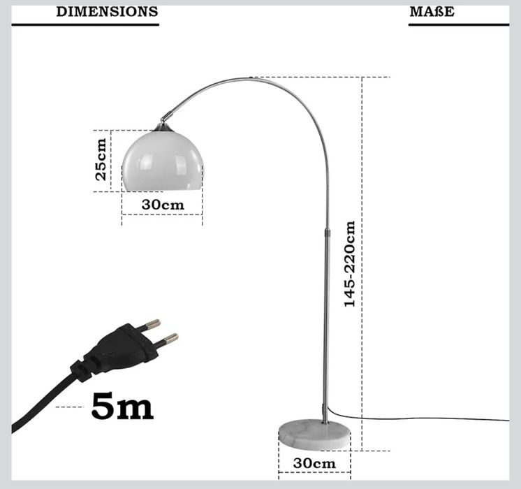 łukowa lampa podłogowa Brilliant Vessa,okazja