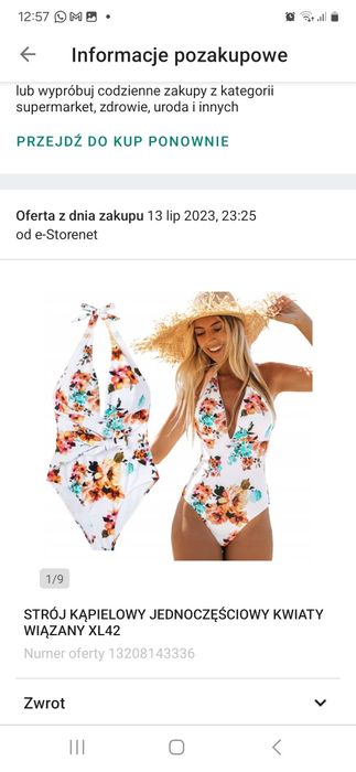 Strój jednoczęściowy XL wiązany na szyi