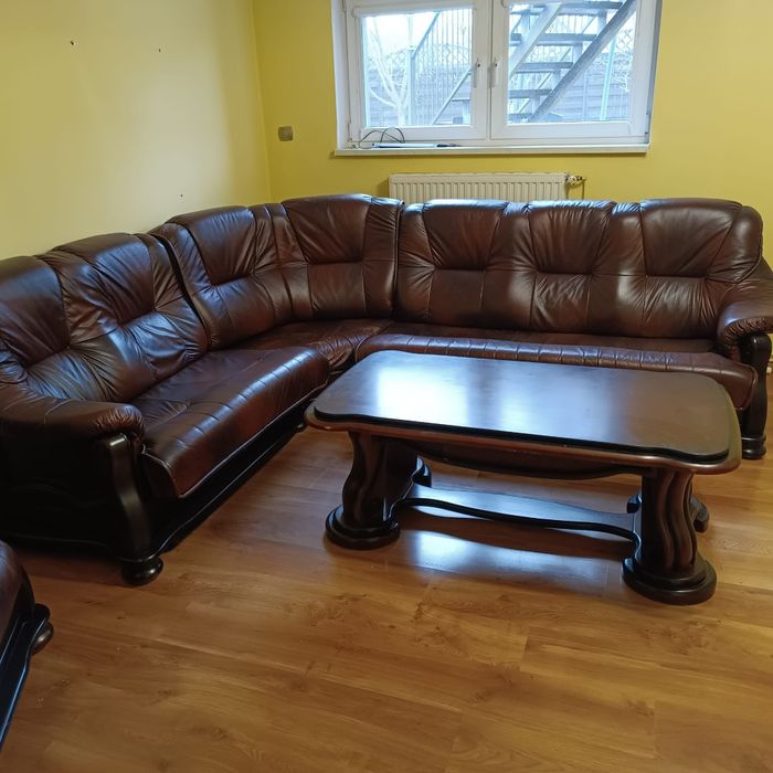 Zestaw skórzany wypoczynek ława