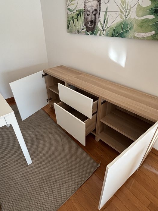 Aparador BESTÅ Comb arrumação c/gavetas, branco, 180x42x75 cm
