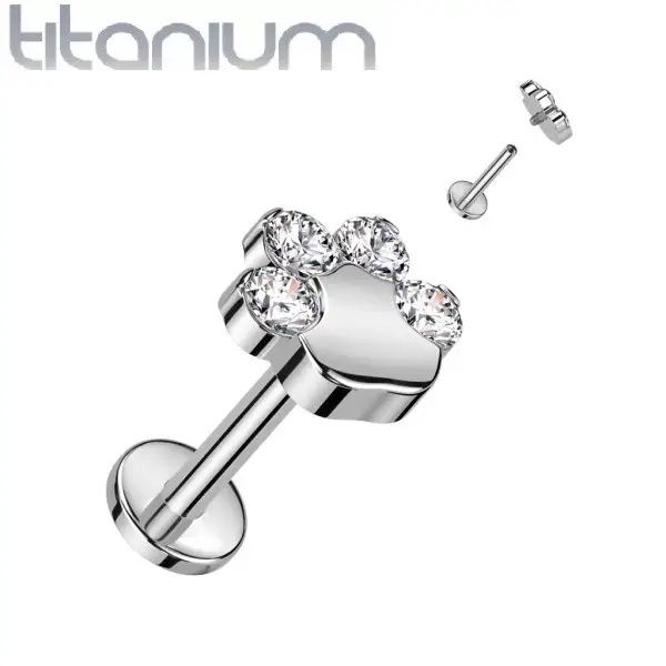 Лабрет "Лапка" титан.