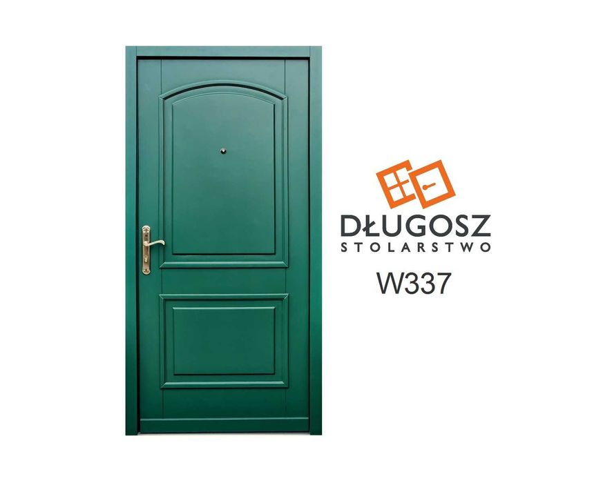 Drzwi DŁUGOSZ zewnętrzne RAL6005 zieleń mchu lewe czyste powiet GOTOWE