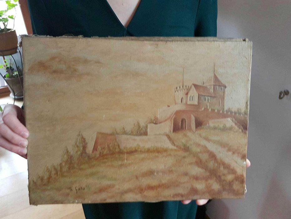 Obraz ręcznie malowany na płótnie ZAMEK W BĘDZINIE 38X28 Sz.Gala