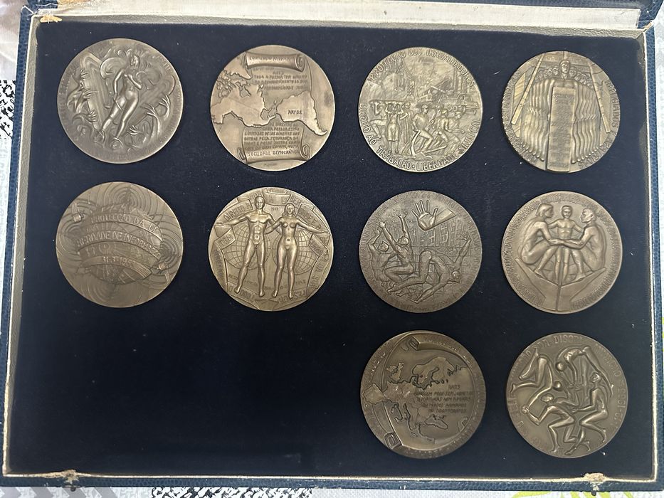 Coleção completa de medalhas em bronze ONU Direitos do Homem