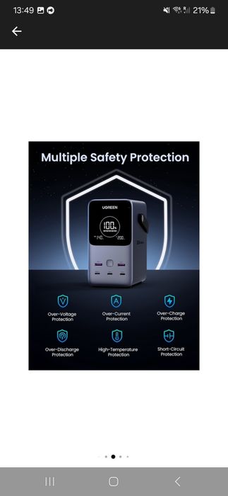 Зовнішній акумулятор (павербанк) ugreen pb770 48000mah 300w. 7700 грн