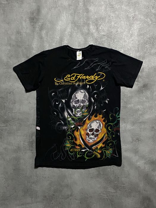 Ed Hardy Y2K Skull Tattoo T Shirt футболка эд харди тату черепа