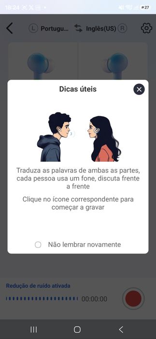 Auriculares esportivo com tradutor integrado