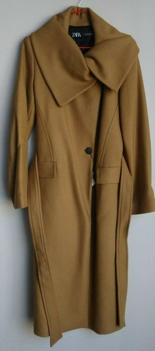 Zara manteco płaszcz wełniany 75 wełny