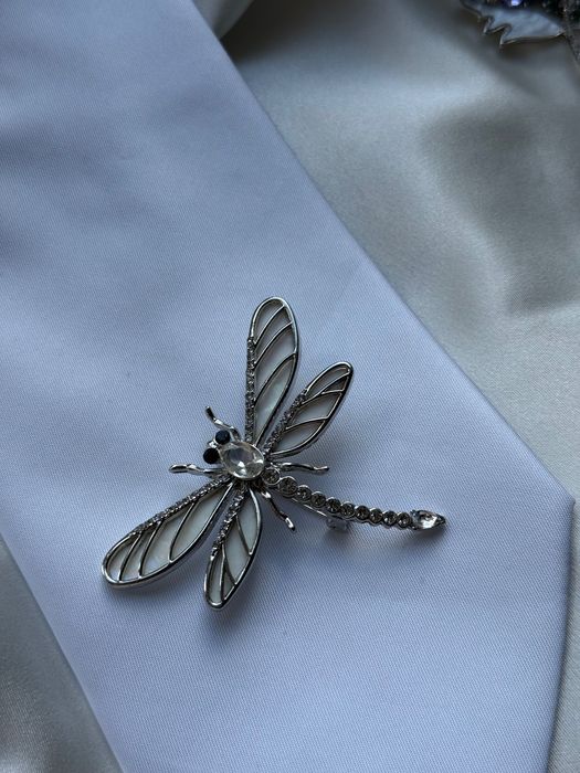 Набір брошок для жінок світле срібло камінчики