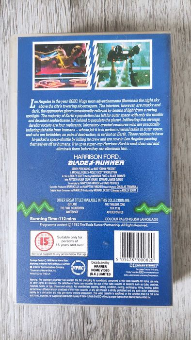 Blade Runner VHS Theatrical Cut 1989