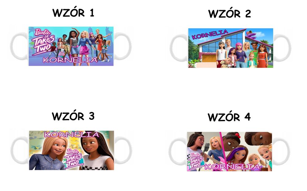 Kubek z nadrukiem Barbie + imię, różne wzory