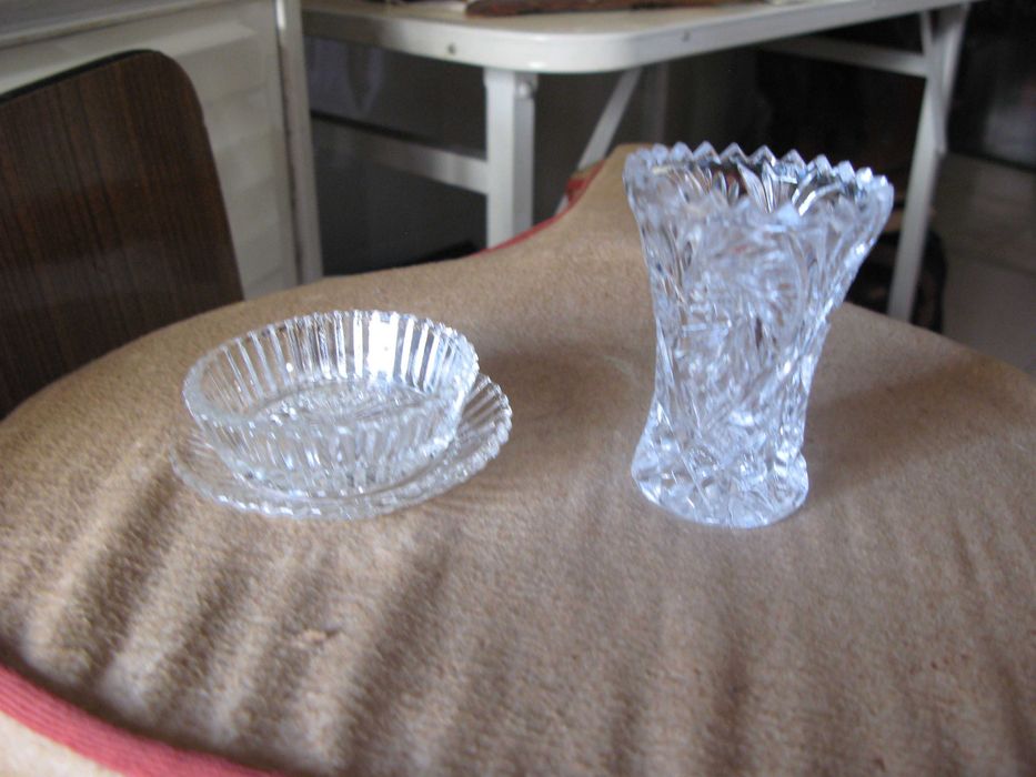 Small antique pieces made of thick cut glass