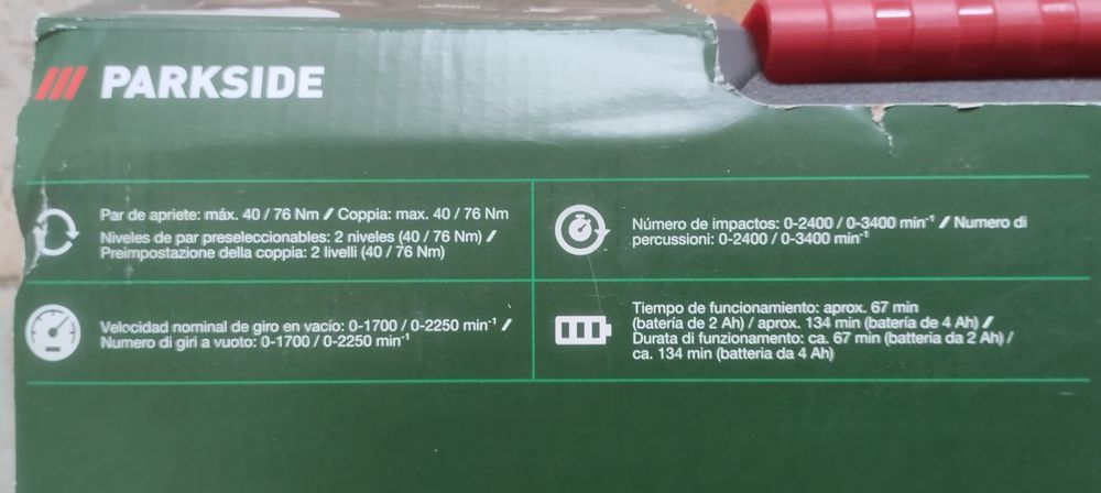 Aparafusadora de impacto angular Parkside a bateria 20V