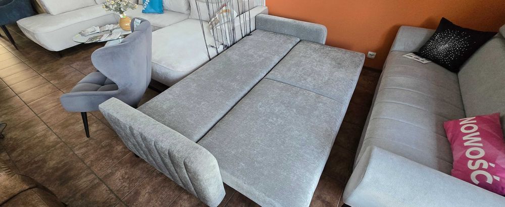 Sofa 222 cm z funkcją spania DL szara GRANDE Libro