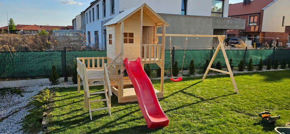 Plac zabaw domek drewniany piaskownica Montaż Gratis