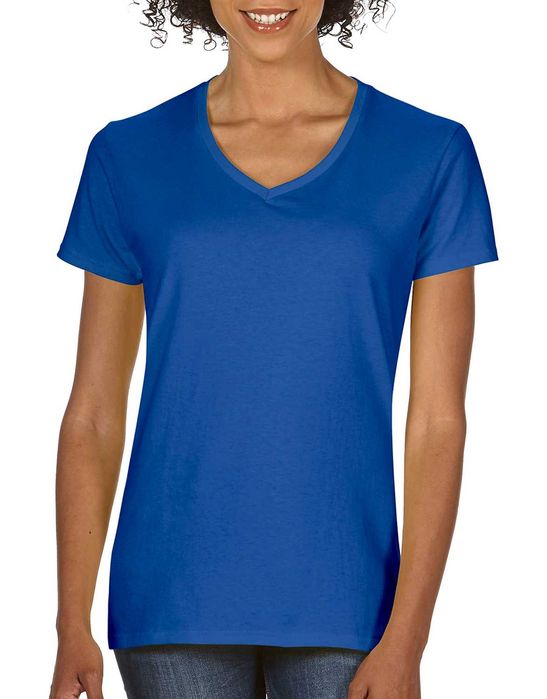 Koszulka damska GILDAN Premium V-neck niebieska XL