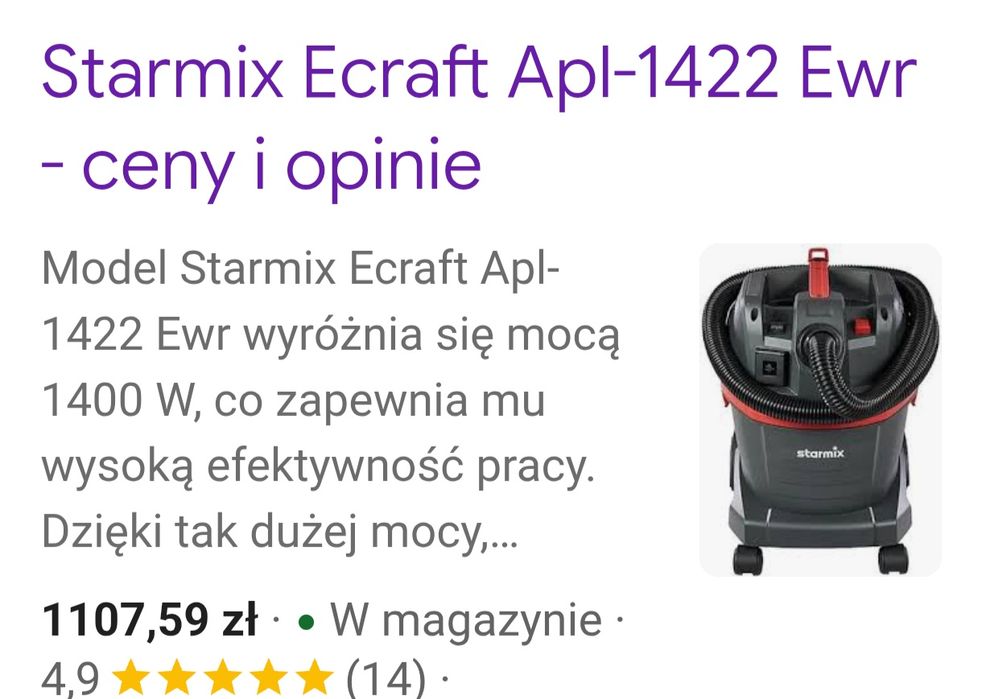 Odkurzacz Przemysłowy STRAMIX ECRAFT APL-1422 EWR Nowy Gwarancja Jak Karcher