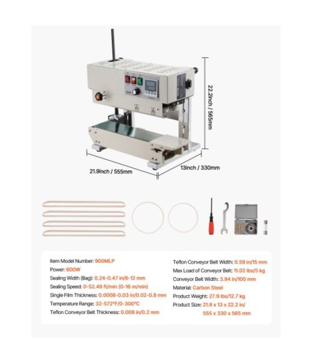 Машина для безперервного запаювання стрічкових пакетів VEVOR