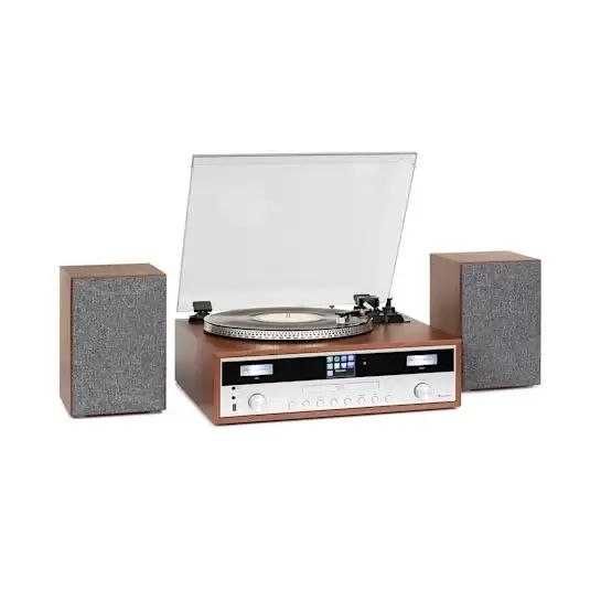 Стереосистема,Вініловий програвач Auna Birmingham DAB + CD FM USB BT!